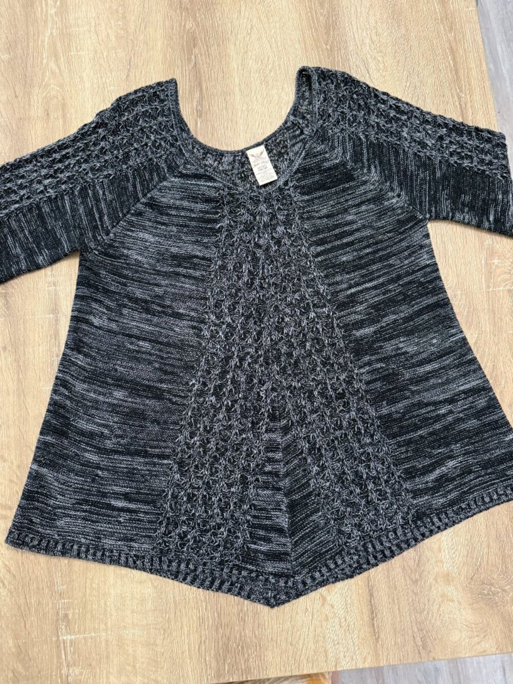 Faded Glory Womens Acrylic Sweater Grey Combo Size XL (16-18) Textured Knit Scoo